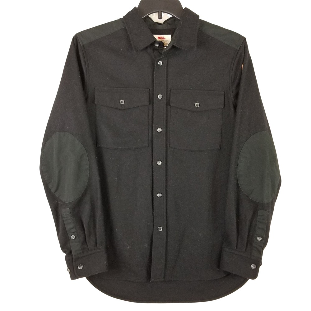 Fjallraven Canada Shirt Mens Medium Black Wool Blend G-1000 Shirt Jacket 90631